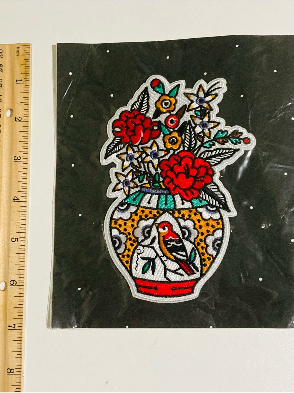 NEW Stay Home Club Embroidered Vase & Bird Patch